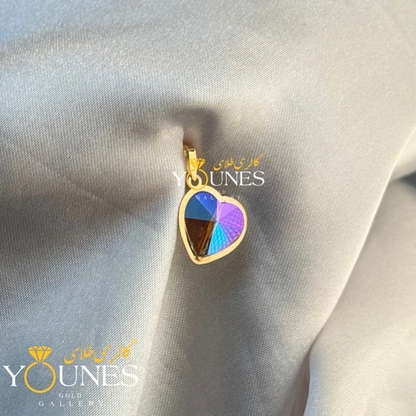 تصویر دوم آویز طلا سواروسکی قلبی کهکشانی